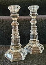 Set Of 2 VTG Fostoria Crystal Candlestick Holders 9