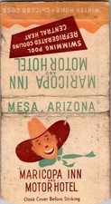 Maricopa Inn & Motor Hotel Swimming Pool Mesa AZ Vintage Matchbook Cover 5M28-2 picture