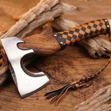 Custom 18” Handmade Viking Axe Carbon Steel Hatchet Wood Handle Bushcraft picture