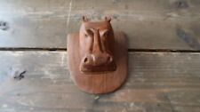 Vintage Wood Carving HIPPO Wall Mount 4.25