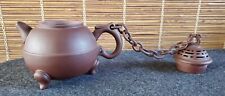 Chinese Yixing Purple Sand Clay Teapot w Chain Signed picture
