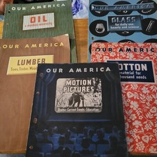 5- 1940'S OUR AMERICA booklets by CocaCola -oil, glass, cotton Motion Pictures picture