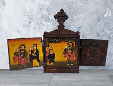 Ethiopian Wooden Icon Hand Painted African Art Christian Ethnic Orthodox  picture