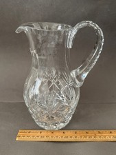HEAVY LEAD CRYSTAL PINEAPPLE FAN DESIGN PITCHER JUG VINTAGE picture