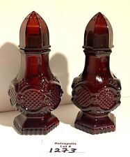 Vtg Avon Ruby Red 1876 Cape Cod Glass Salt & Pepper Shakers 1984 picture