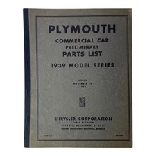 Vintage 1939 Plymouth Preliminary Parts List Manual 1938 Chrysler USA PT81 picture