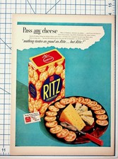 Vintage 1950s Nabisco Ritz Crackers Cheese Plate Magazine Ad Print Ephemera picture
