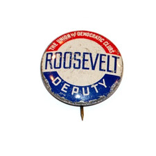 1936 Franklin D Roosevelt FDR campaign pin pinback button president Deputy UDC picture