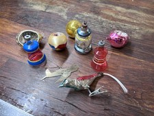 Lot Of 9 Vtg Glass Christmas Ornaments Shiny Brite Striped Frosted, Atomic, egg picture