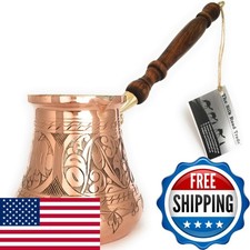 PC Series XXLarge 28 fl oz Turkish Coffee Pot Solid Copper Wooden Handle picture