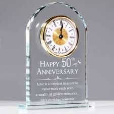 YWHL 50th Wedding Anniversary Quartz Clock Gifts for Parents, 50 Years Golden... picture