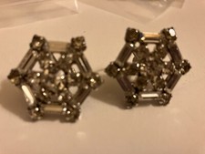 VINTAGE ESTATE starburst rhinestone screw back earrings picture