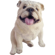 Bulldog Figurine Hand Painted White - Sandicast picture