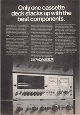 Pioneer CT-7171 Cassette Deck Vintage Print Ad 1974 Black White picture