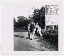 Fun Girls Bend Over 1940 Whimsical Provocative Pose Miller Beer Flirty Q9886 picture