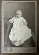 Antique Cabinet Card Baby Portrait Photo Baker’s Art Gallery Columbus Ohio 6.5” picture