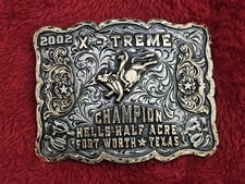 Bull Riding☆2002☆ RODEO X~TREME CHAMPION☆Hells Half Acre☆TROPHY BUCKLE☆Rare☆764 picture