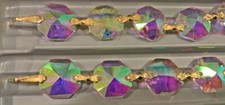 AB Asfour Crystal Octagon Garland Chain Gold Bowtie #1080 14mm | 1 Yard picture