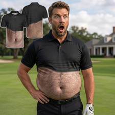Funny Hairy Chest Polo Shirt, Fake Six Pack Dad Bod Tee, Men's Gag Gift, Bachelo picture