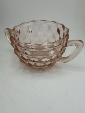 Vintage Pink Cubist FOSTORIA Sugar Bowl Depression Glass Mint 1930’s picture