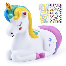 PJDRLLC Piggy Bank Girls Unicorn Piggy Banks - Unbreakable Plastic Coin Money... picture