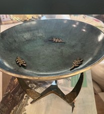 Vintage Brutalist Brass & Enamel Bowl Made In Israel picture