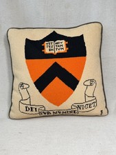 Vintage 1950's PRINCETON UNIVERSITY Coat of Arms Needlepoint Pillow picture