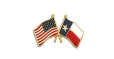 USA & Texas Flag Friendship Crossed Flags Lapel Hat Pin (Made in USA) picture