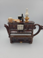 Vintage Swineside Teapottery Ceramic Parlor Piano Decorative Teapot England picture