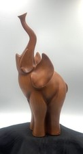 Beautiful Vintage Faux Teak Wood Elephant Carving Sculpture 13” picture