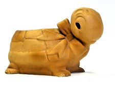 Vintage Happy Face Plastic Turtle Planter, 7.5