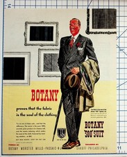 1944 Botany 500 Suit Vintage Print Ad Men's Fashion War Bonds picture