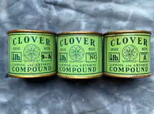 Lot Of 3 Vintage Clover Grinding Lapping Sharpening Compound Tins 1/4 lb Cans picture