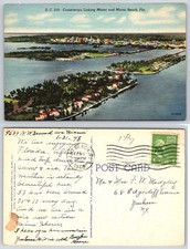 Miami Beach Florida Causeways Linking Miami Aerial View Postcard BA62 picture