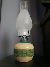 Vintage Lamplight Farms Ceramic Folk Art Pottery oil Lamp.  picture