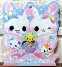 Q-lia Candy Twins Furu Furu Flake Sticker 21 Animal Cat Rabbit Heisei Kids JAPA picture