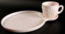 Jeannette Shell Pink Milk Glass Snack Plate & Cup 3359272 picture