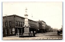 Postcard St Jo St from 3rd Ave, Three Rivers, Michigan Monument gas co RPPC L23 picture