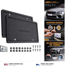 2pc silicone license plate frame 12.25x6.3 US standard black rust proof picture