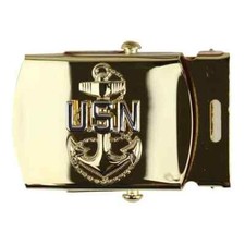 Navy Belt Buckle E7 Chief Petty Officer - gold (Fits 1 1/4