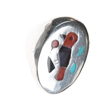 sz11 Vintage Zuni sterling bird inlay ring picture