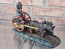 Original 1880s J. & E. Stevens Antique Cast Iron Mechanical Coin Bank picture