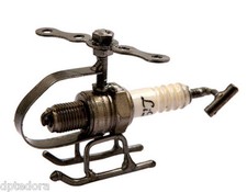 Spark Plug Helicopter Hand Crafted Recycled Metal Art Sculpture Figurine   picture