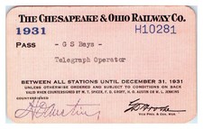 THE CHESAPEAKE & OHIO RAILWAY CO. 1931 Order of RR Tele Card picture