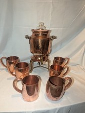 ANTIQUE SAMOVAR COPPER URN POT w/ 6 Cups picture
