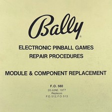 Bally Electronic Pinball Game Repair Machine Manual Schematics 560 ORIGINAL picture