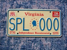 1976 Virginia Independence Bicentennial Sample License Plate Mint 1776 - 1976 picture