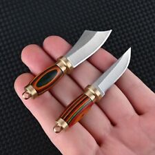 2 pcs Mini Fixed Blade Portable keychain Knife w/ Leather Sheath Outdoor Camping picture