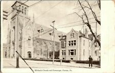 1908. ST. MICHAELS CHURCH & PARSONAGE. CHESTER, PA. POSTCARD. DC1 picture