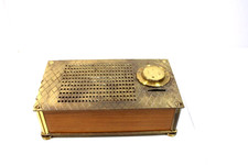 VERY NICE & UNUSUAL 50s SWISS MADE RAYTHEON BRASS AND WOOD TYPE TRANSISTOR RADIO picture